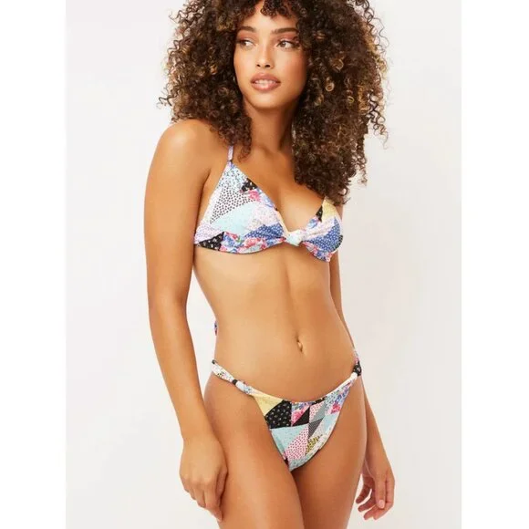 NWT Frankies Bikinis Gabe High Cut Bikini Bottom in Patchwork Size Large - Picture 4 of 13